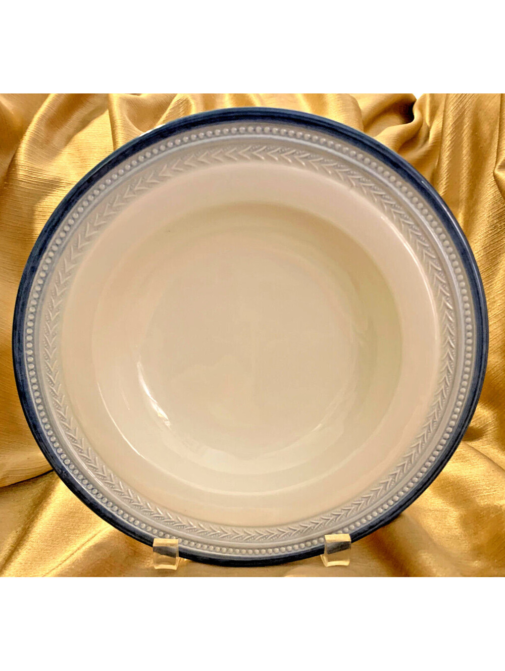 Williams-Sonoma ITALIAN BONE CHINA Pasta Bowl 10" Blue Embossed Hand-Painted